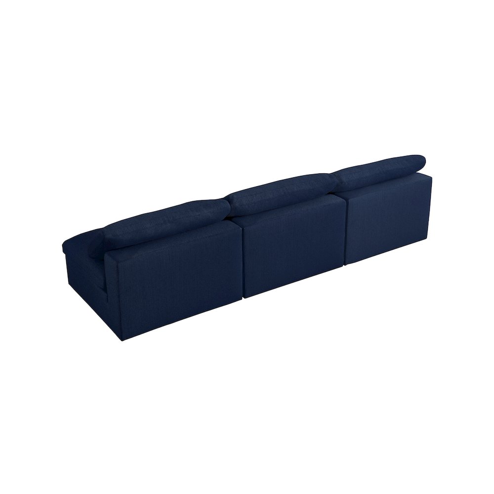 Serene Navy Linen Textured Fabric Deluxe Comfort Modular Armless Sofa