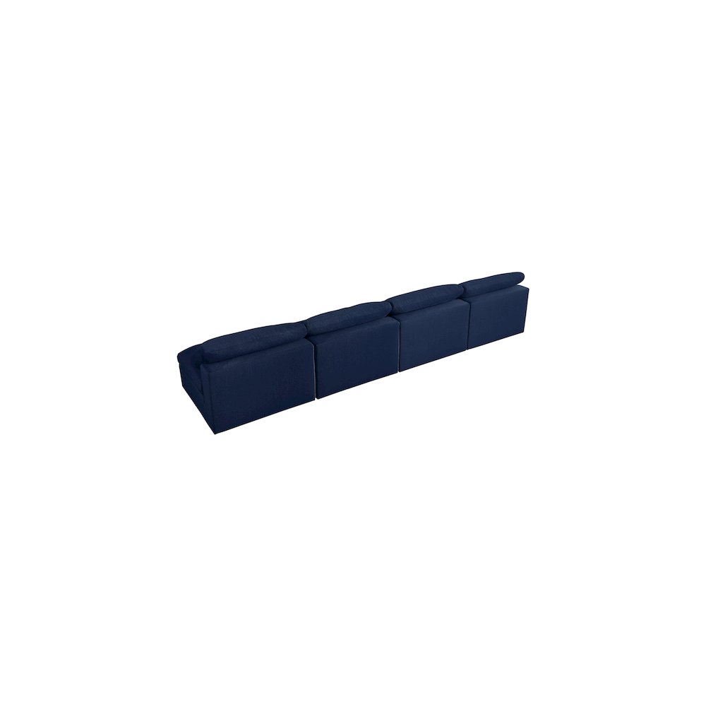 Serene Navy Linen Textured Fabric Deluxe Comfort Modular Armless Sofa