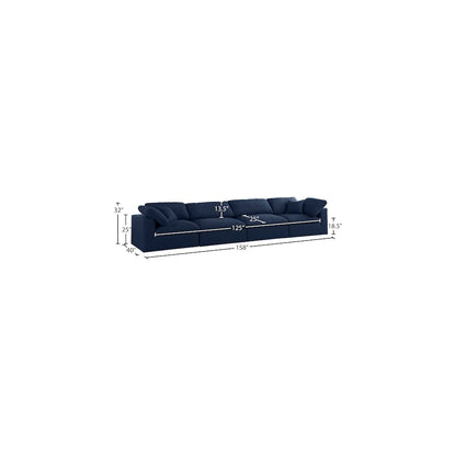 Serene Navy Linen Textured Fabric Deluxe Comfort Modular Sofa