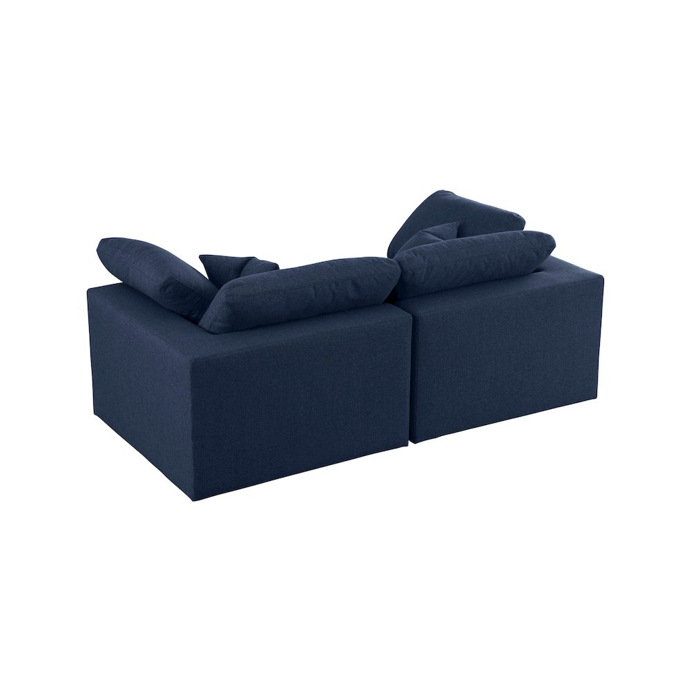 Serene Navy Linen Textured Fabric Deluxe Comfort Modular Sofa