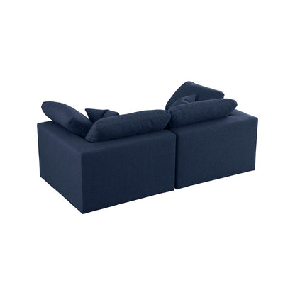 Serene Navy Linen Textured Fabric Deluxe Comfort Modular Sofa