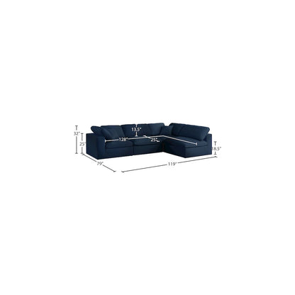 Serene Navy Linen Textured Fabric Deluxe Comfort Modular Sectional