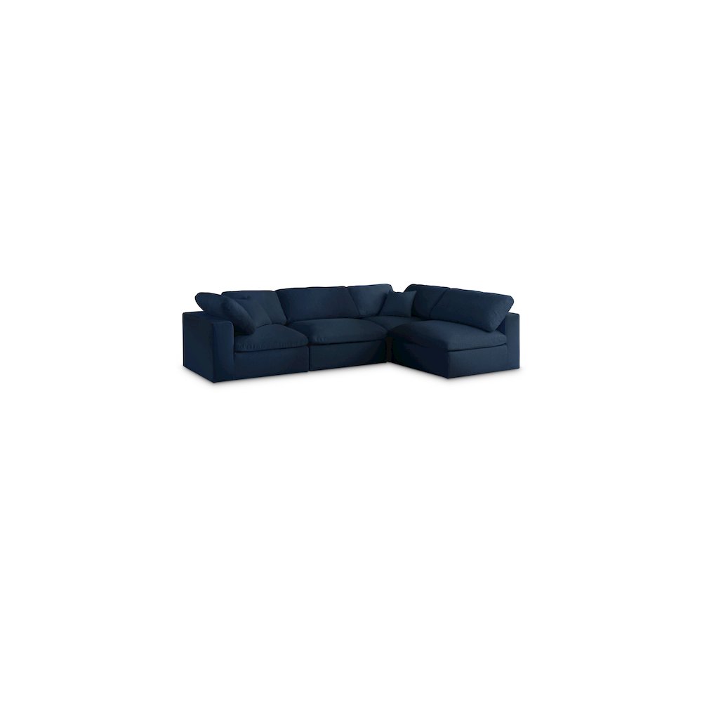 Serene Navy Linen Textured Fabric Deluxe Comfort Modular Sectional