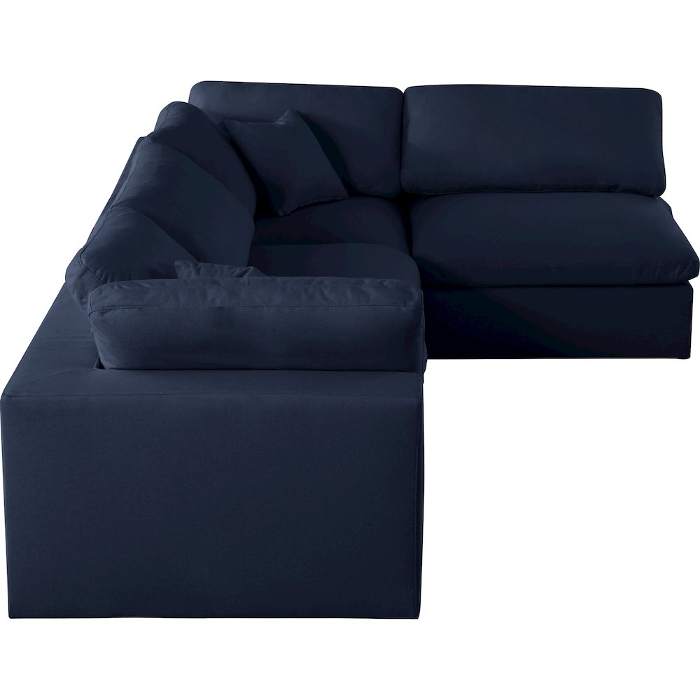 Serene Navy Linen Textured Fabric Deluxe Comfort Modular Sectional