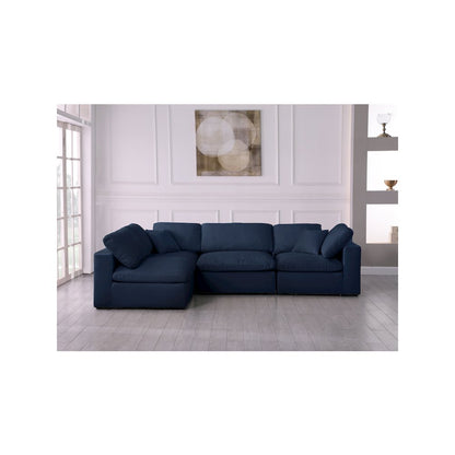 Serene Navy Linen Textured Fabric Deluxe Comfort Modular Sectional