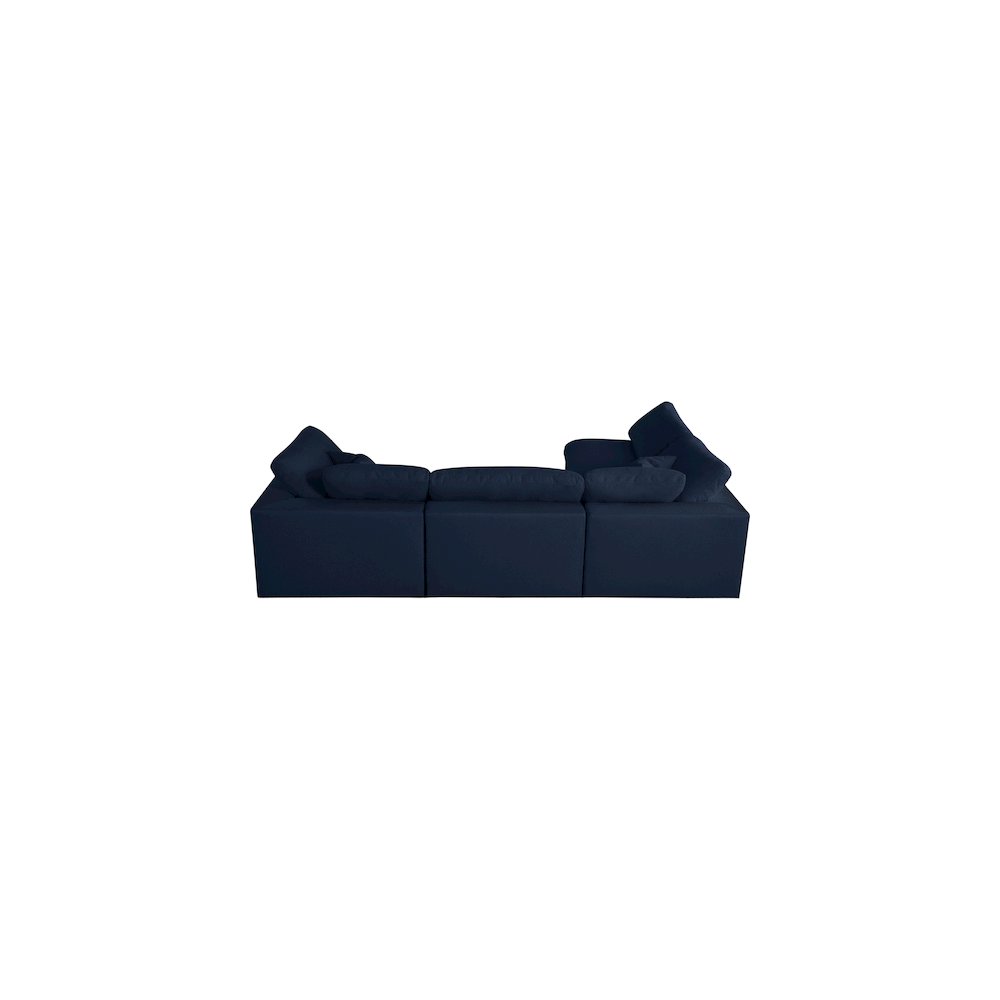 Serene Navy Linen Textured Fabric Deluxe Comfort Modular Sectional
