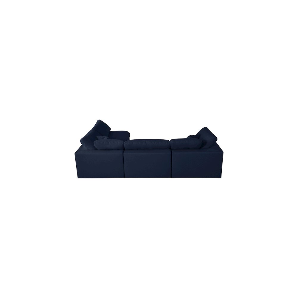 Serene Navy Linen Textured Fabric Deluxe Comfort Modular Sectional