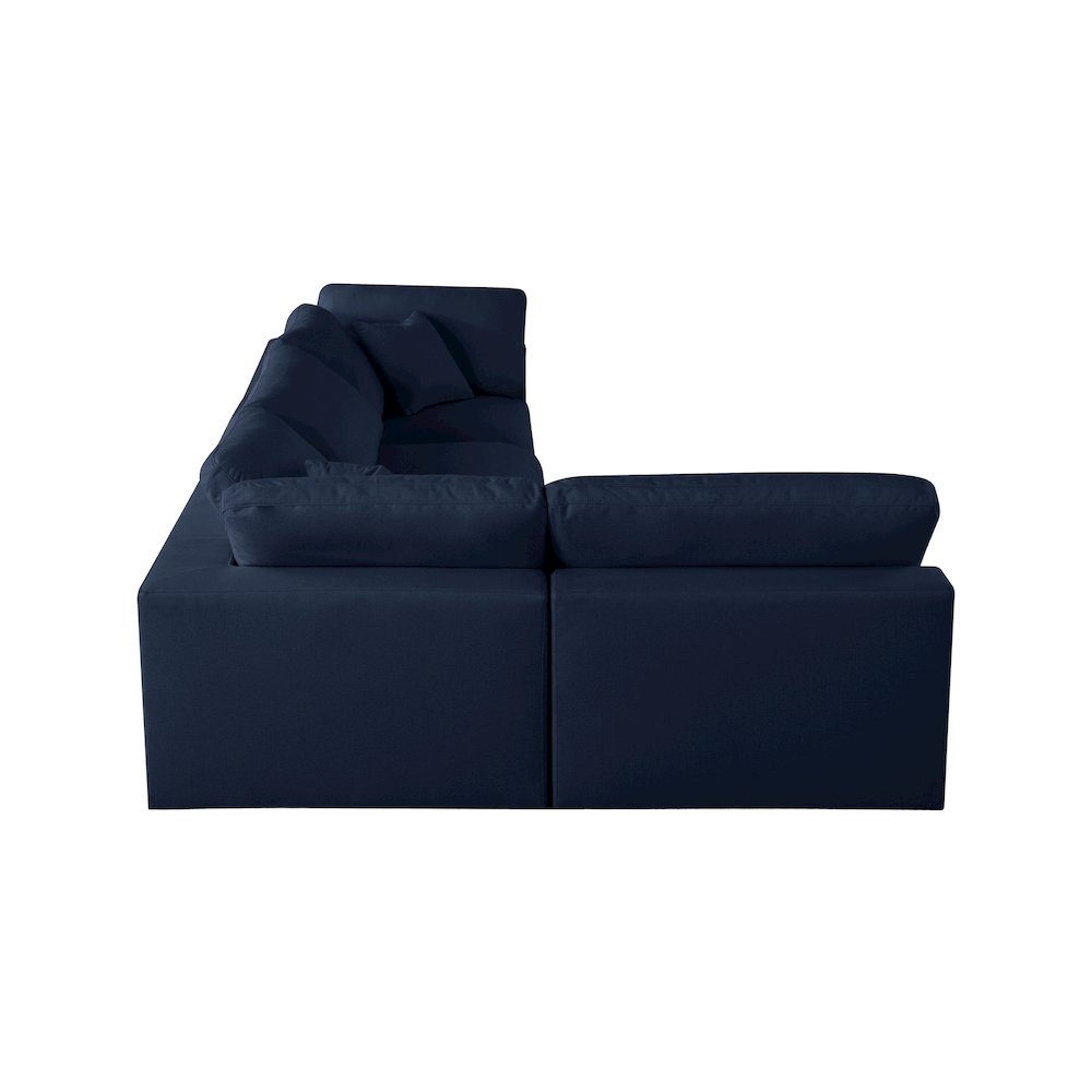 Serene Navy Linen Textured Fabric Deluxe Comfort Modular Sectional