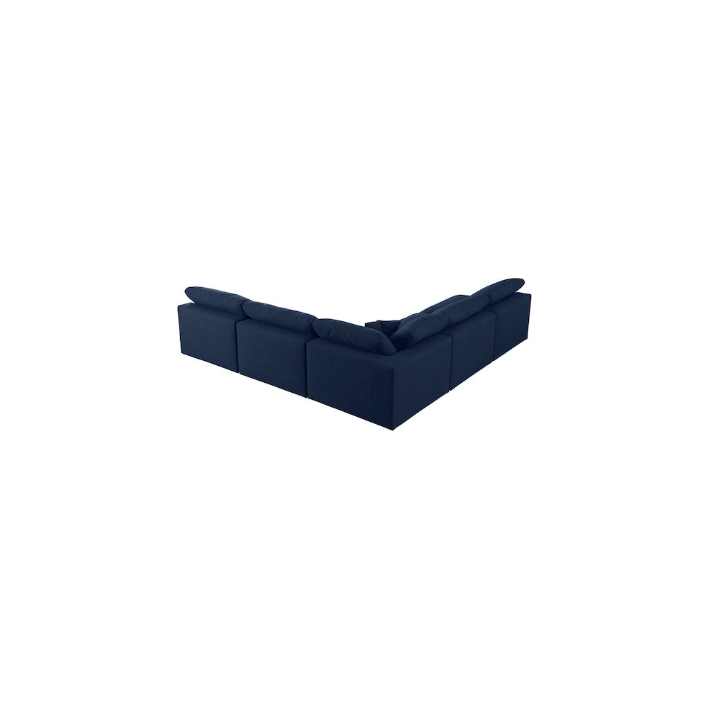Serene Navy Linen Textured Fabric Deluxe Comfort Modular Sectional