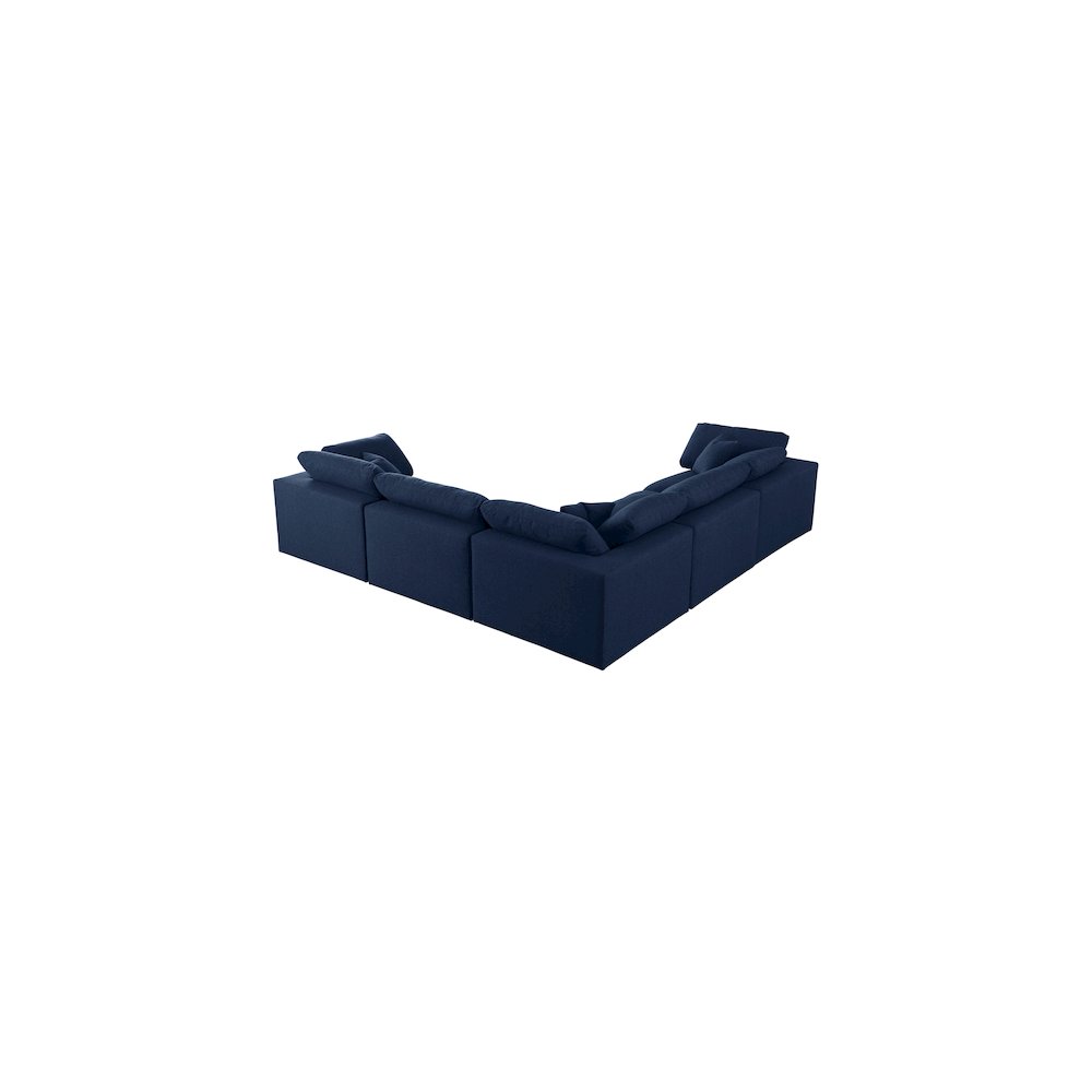 Serene Navy Linen Textured Fabric Deluxe Comfort Modular Sectional