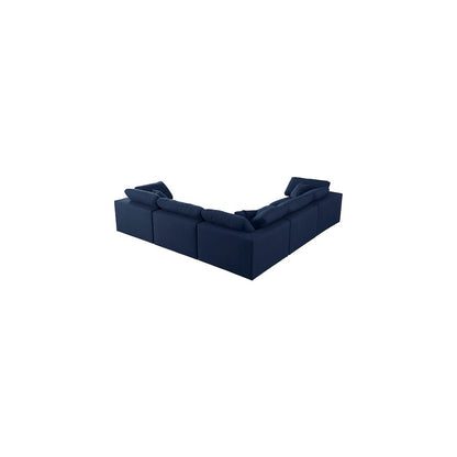 Serene Navy Linen Textured Fabric Deluxe Comfort Modular Sectional