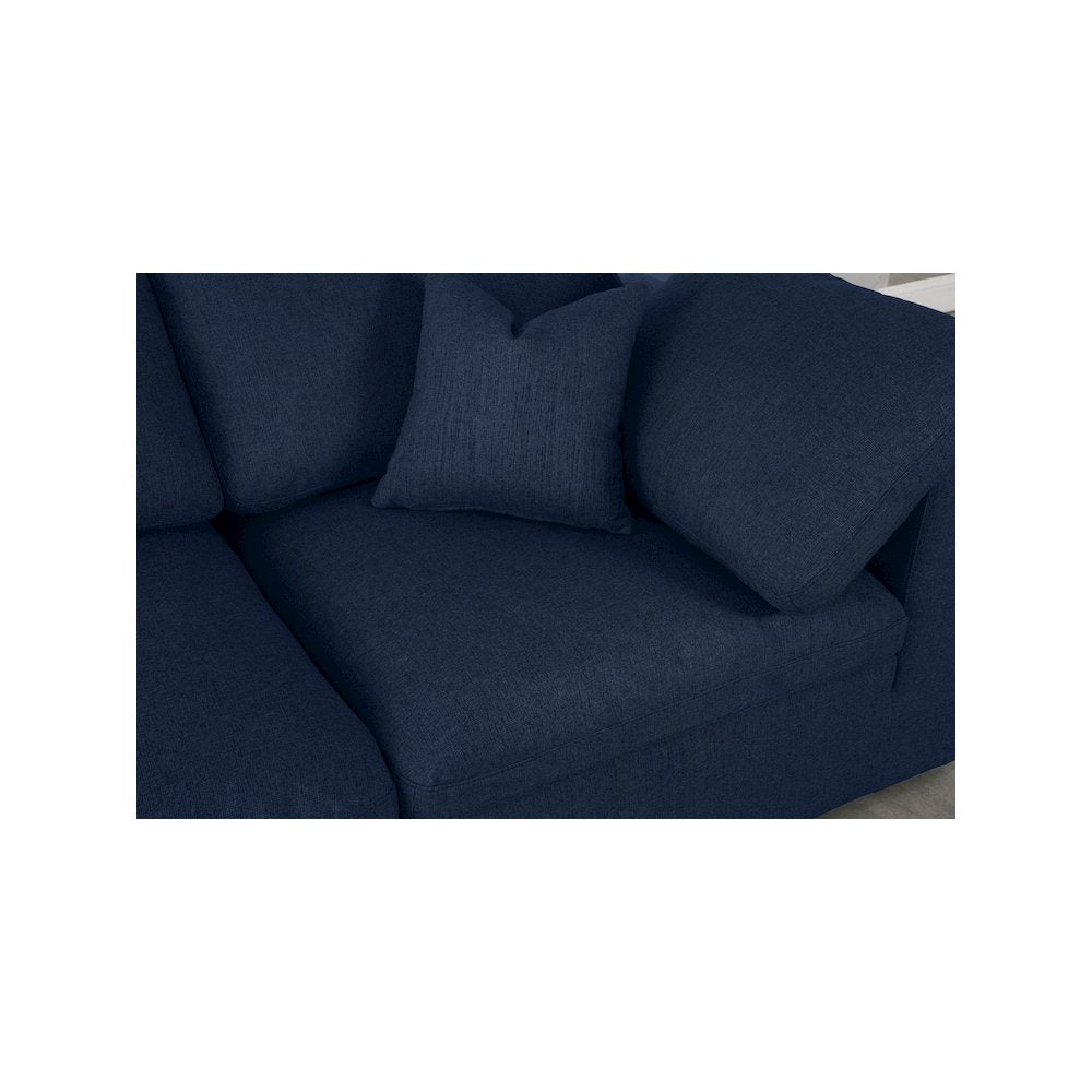 Serene Navy Linen Textured Fabric Deluxe Comfort Modular Sectional