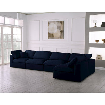 Serene Navy Linen Textured Fabric Deluxe Comfort Modular Sectional
