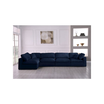Serene Navy Linen Textured Fabric Deluxe Comfort Modular Sectional