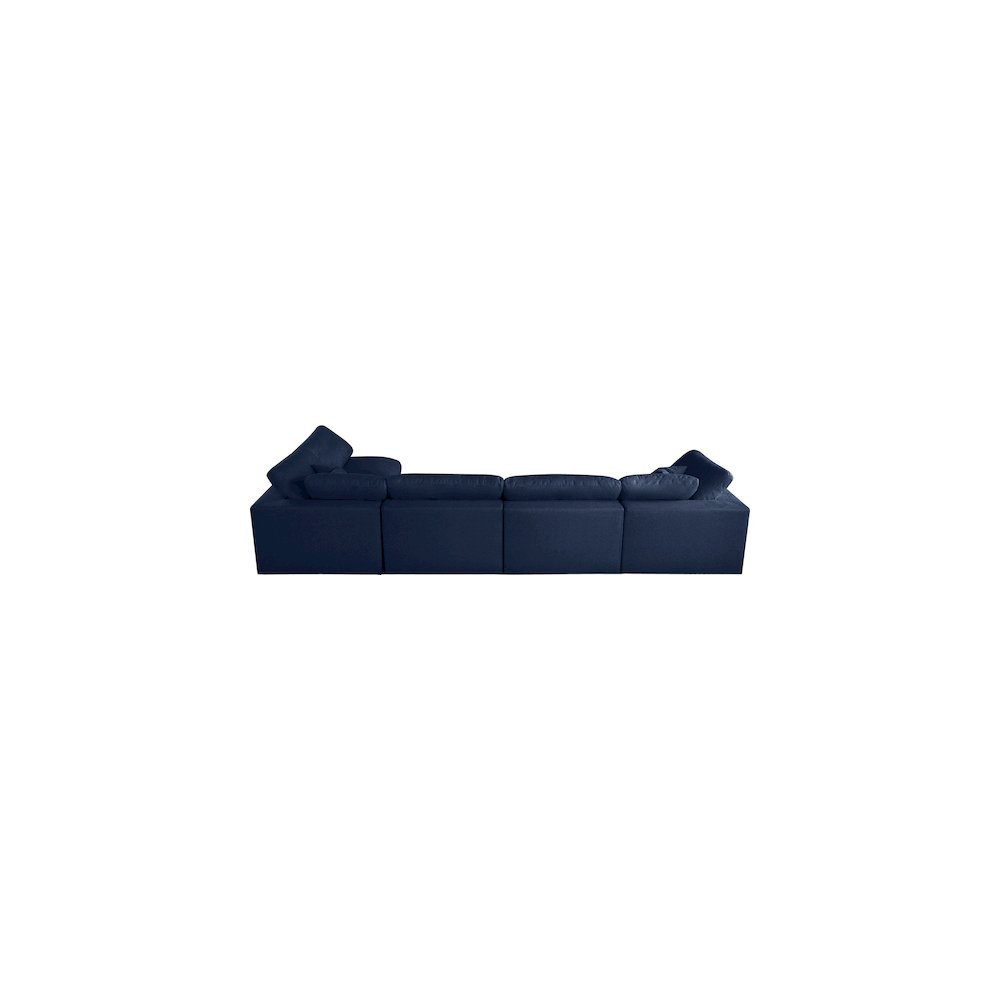 Serene Navy Linen Textured Fabric Deluxe Comfort Modular Sectional