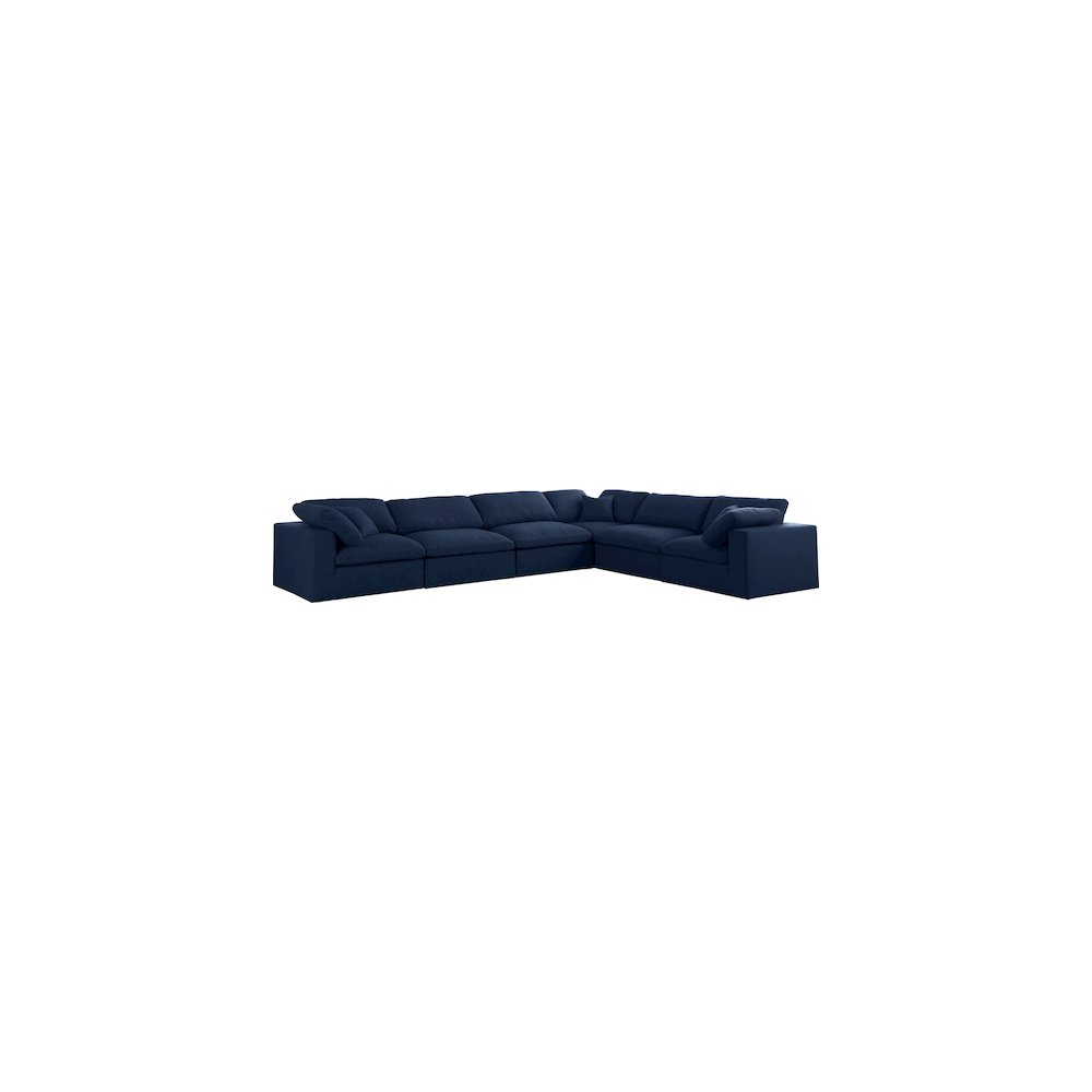 Serene Navy Linen Textured Fabric Deluxe Comfort Modular Sectional