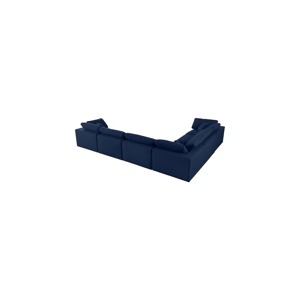 Serene Navy Linen Textured Fabric Deluxe Comfort Modular Sectional