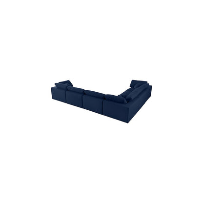 Serene Navy Linen Textured Fabric Deluxe Comfort Modular Sectional