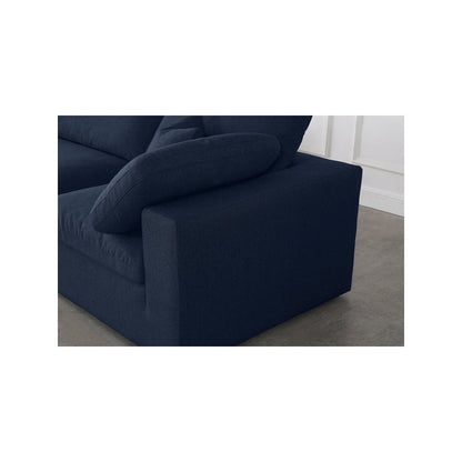 Serene Navy Linen Textured Fabric Deluxe Comfort Modular Sectional