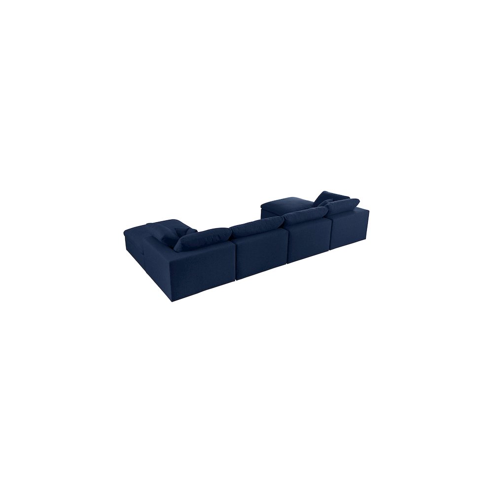 Serene Navy Linen Textured Fabric Deluxe Comfort Modular Sectional