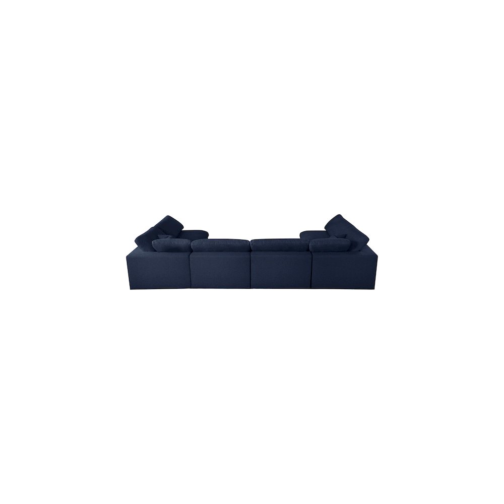 Serene Navy Linen Textured Fabric Deluxe Comfort Modular Sectional