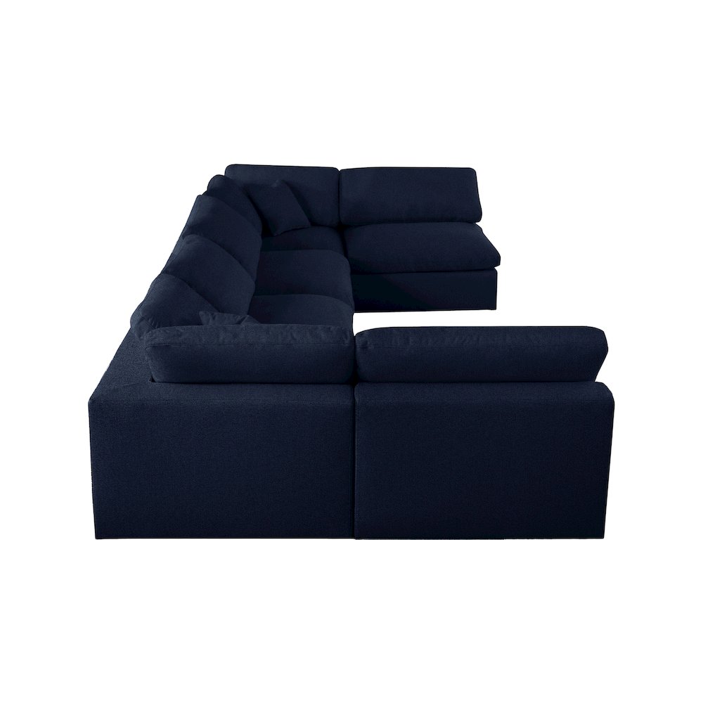 Serene Navy Linen Textured Fabric Deluxe Comfort Modular Sectional