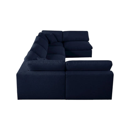 Serene Navy Linen Textured Fabric Deluxe Comfort Modular Sectional