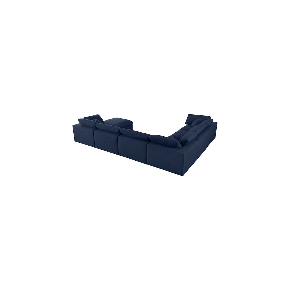 Serene Navy Linen Textured Fabric Deluxe Comfort Modular Sectional