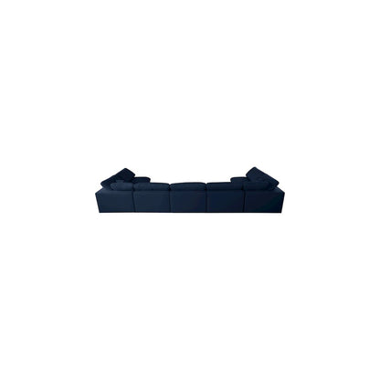 Serene Navy Linen Textured Fabric Deluxe Comfort Modular Sectional
