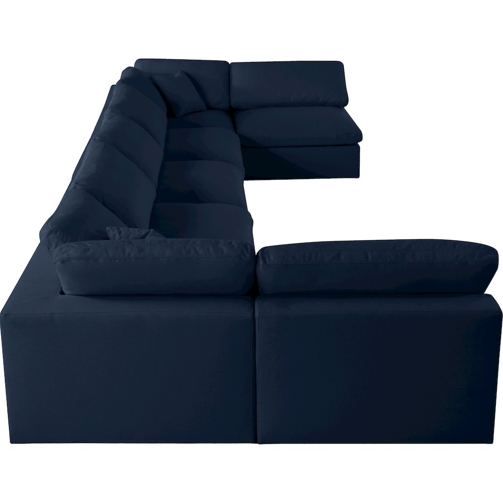 Serene Navy Linen Textured Fabric Deluxe Comfort Modular Sectional