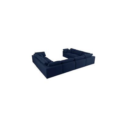 Serene Navy Linen Textured Fabric Deluxe Comfort Modular Sectional