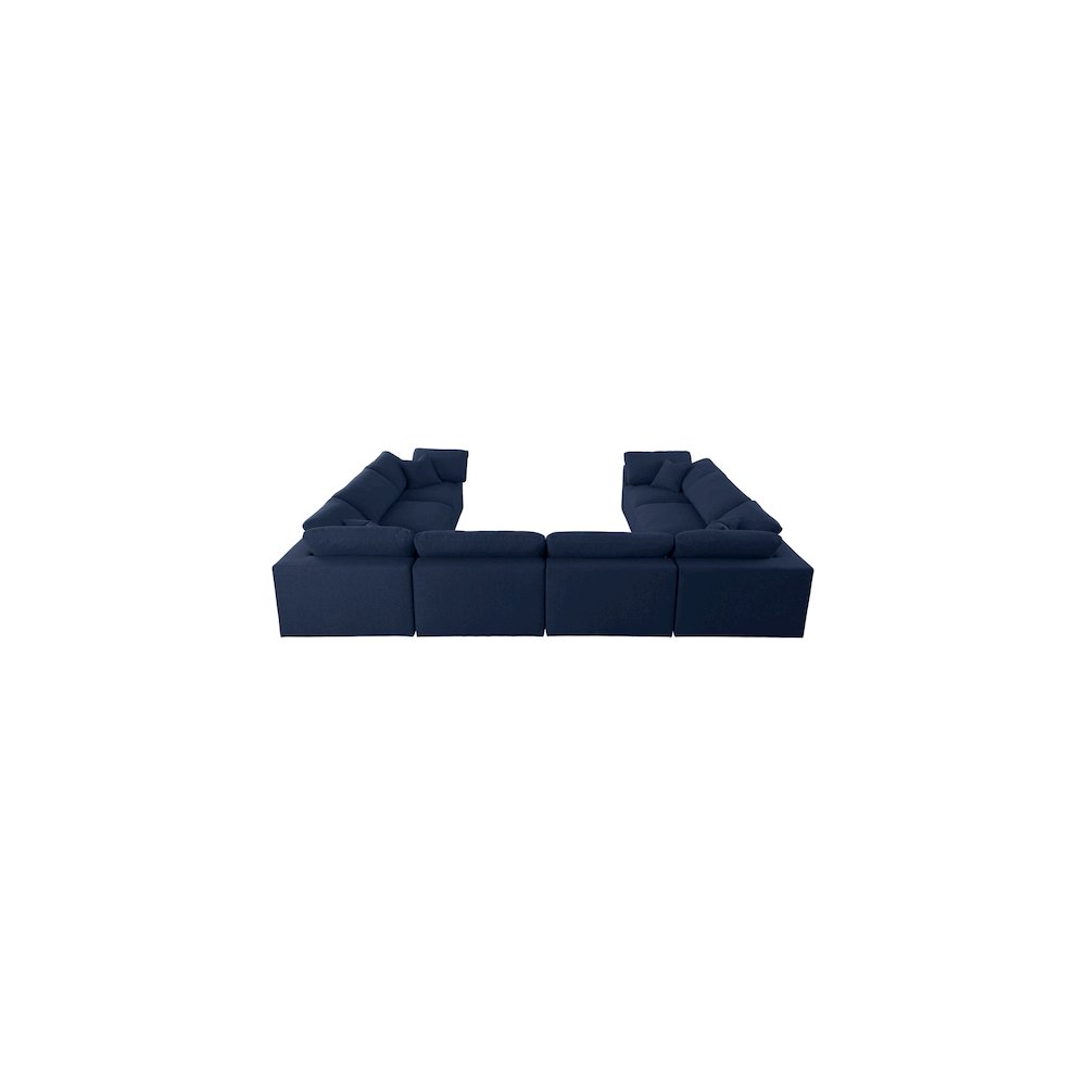 Serene Navy Linen Textured Fabric Deluxe Comfort Modular Sectional