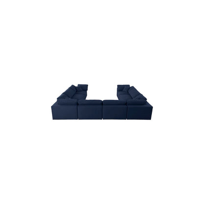 Serene Navy Linen Textured Fabric Deluxe Comfort Modular Sectional