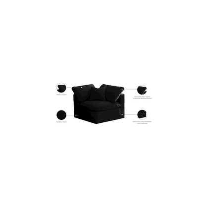 Plush Black Velvet Standard Comfort Modular Corner Chair