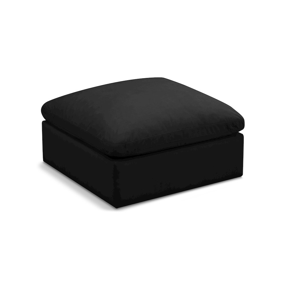 Plush Black Velvet Standard Comfort Modular Ottoman