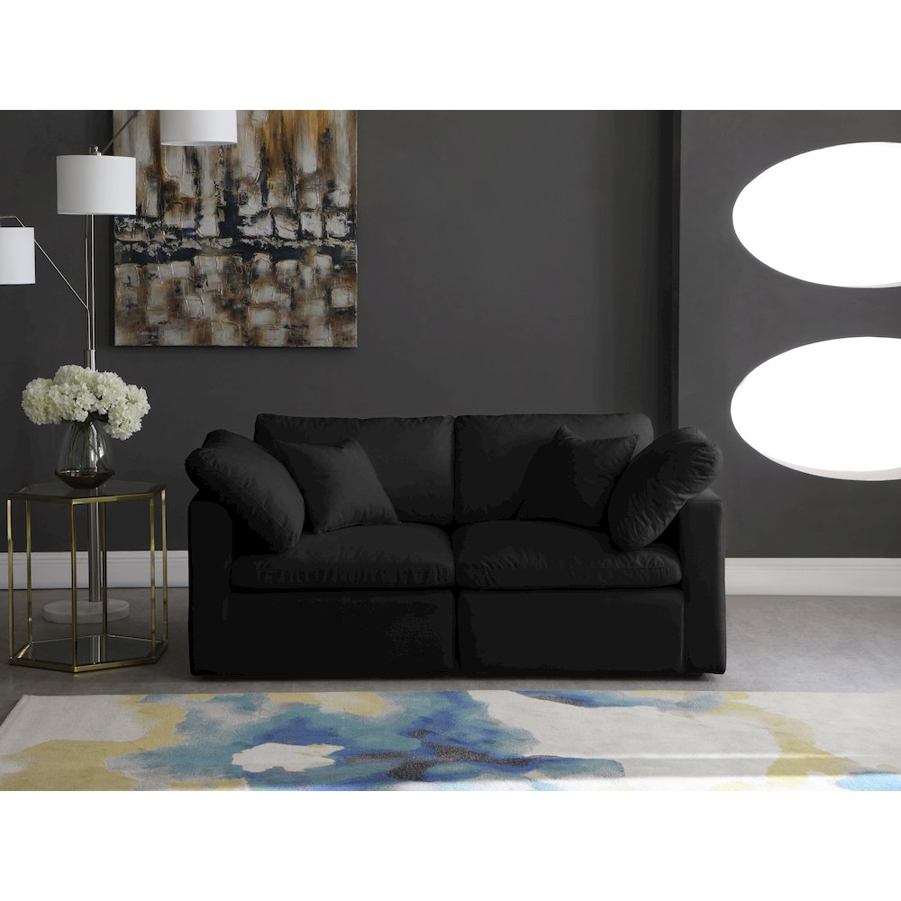 Plush Black Velvet Standard Comfort Modular Sofa