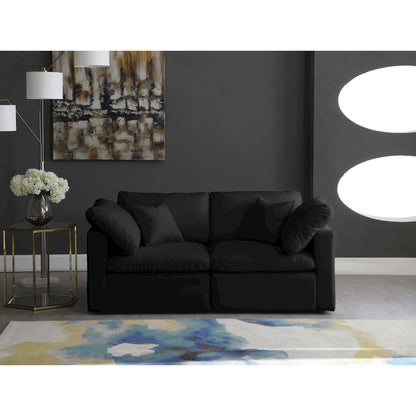 Plush Black Velvet Standard Comfort Modular Sofa
