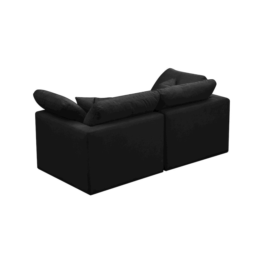 Plush Black Velvet Standard Comfort Modular Sofa