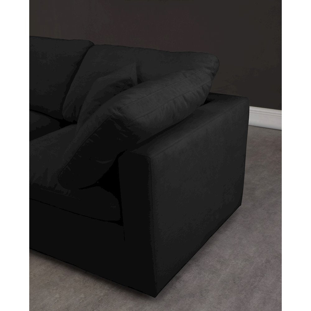 Plush Black Velvet Standard Comfort Modular Sofa
