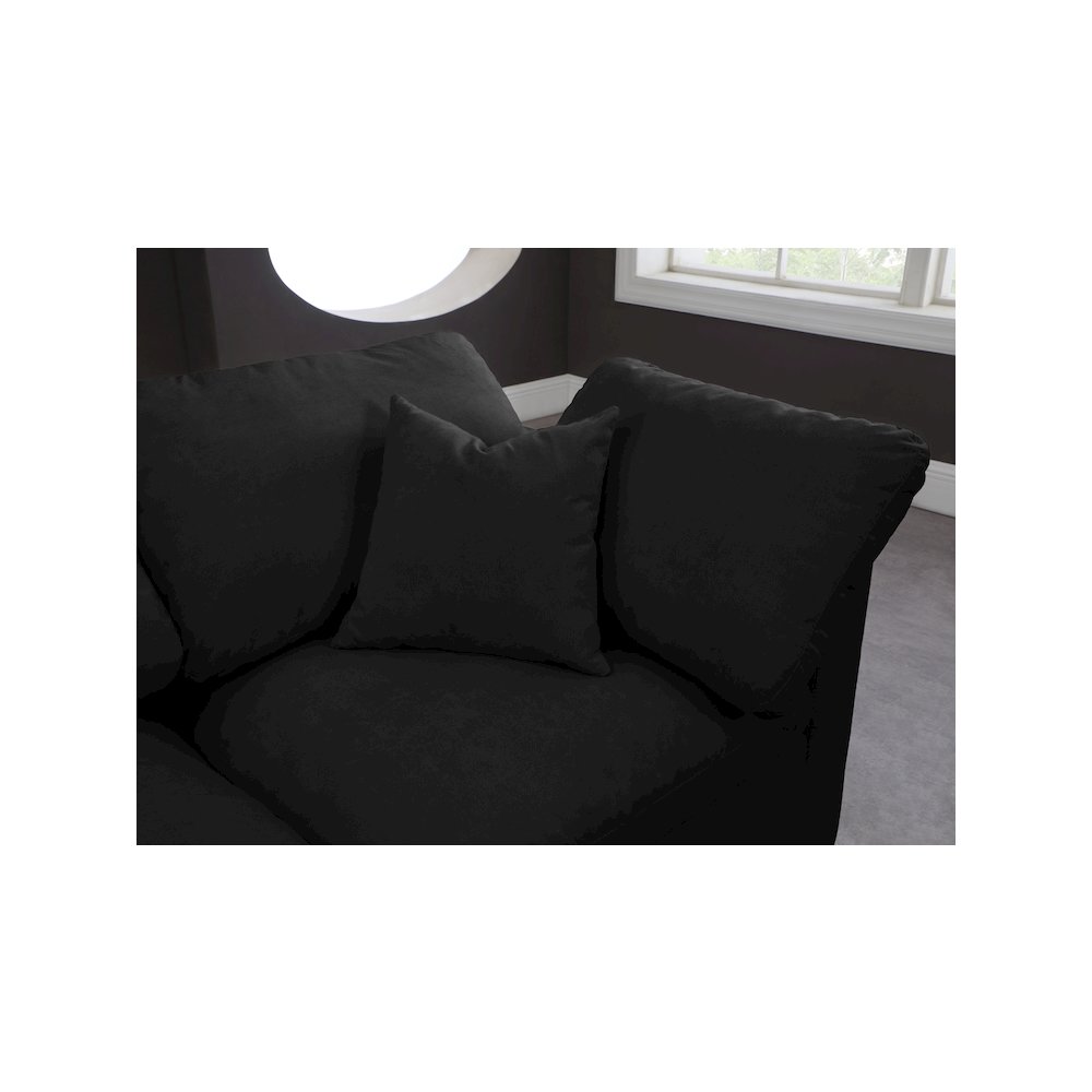 Plush Black Velvet Standard Comfort Modular Sofa
