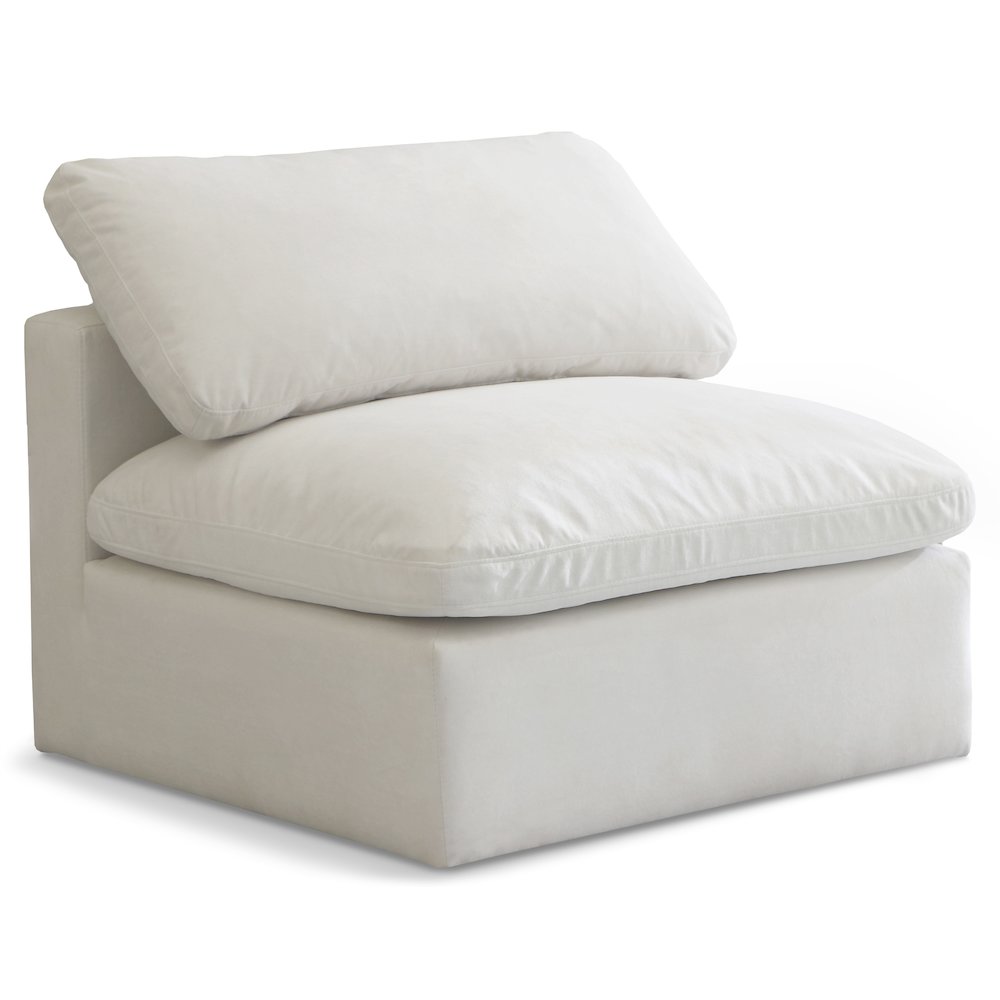 Plush Cream Velvet Standard Comfort Modular Armless Chair