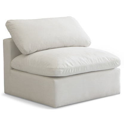 Plush Cream Velvet Standard Comfort Modular Armless Chair