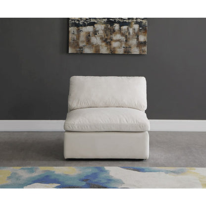 Plush Cream Velvet Standard Comfort Modular Armless Chair