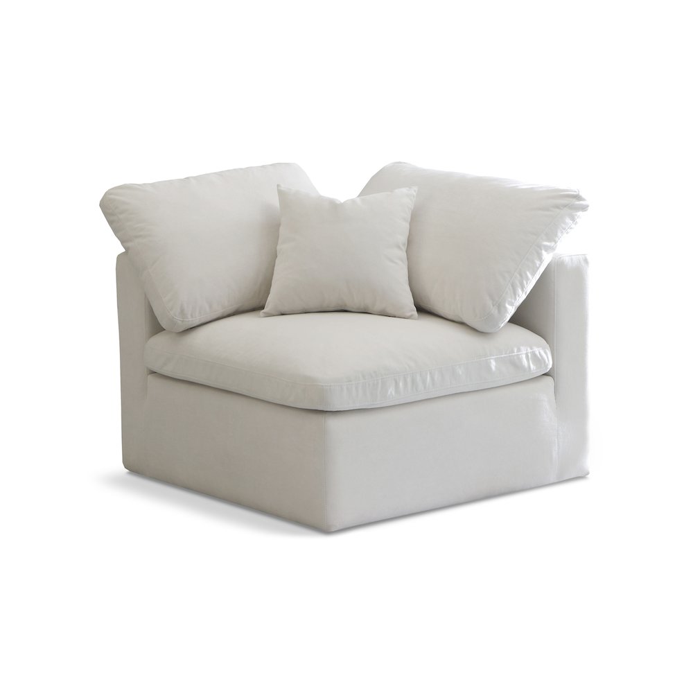 Plush Cream Velvet Standard Comfort Modular Corner Chair