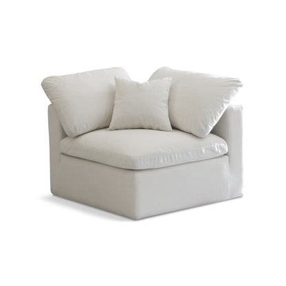 Plush Cream Velvet Standard Comfort Modular Corner Chair