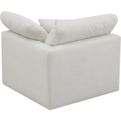 Plush Cream Velvet Standard Comfort Modular Corner Chair