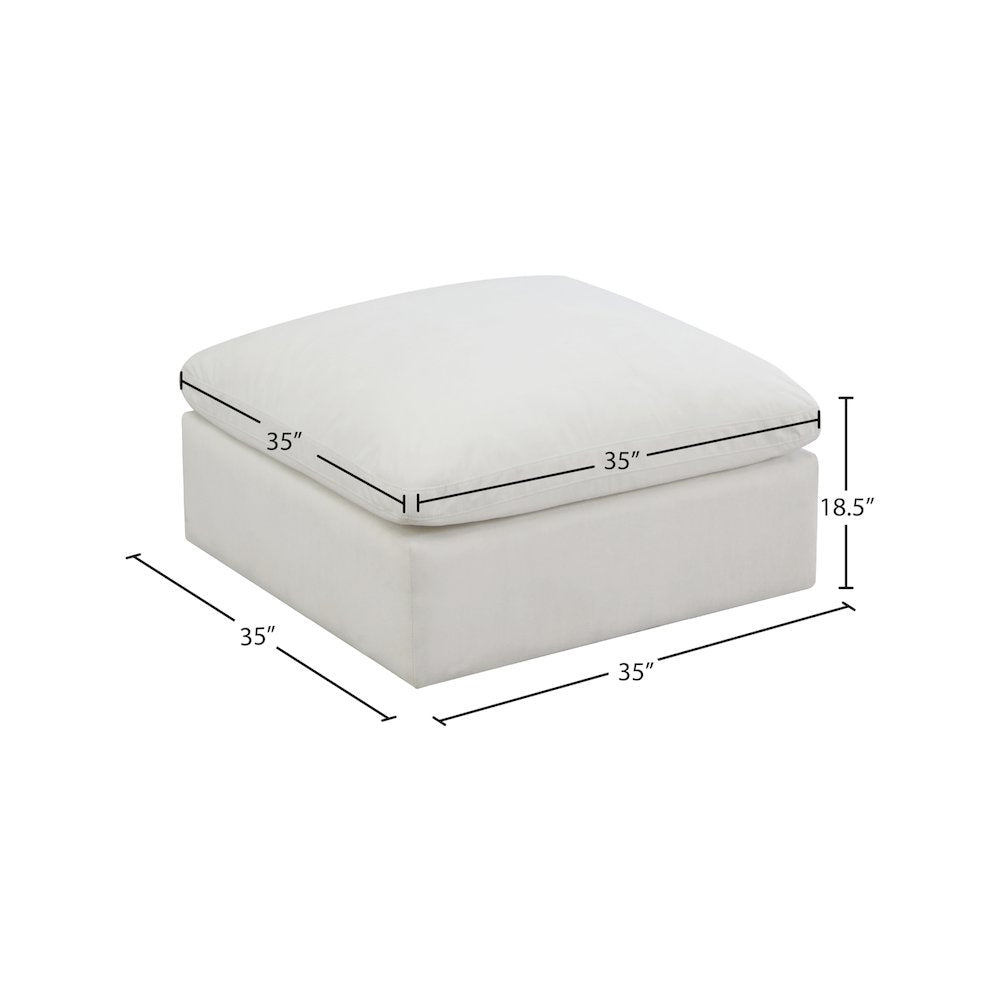 Plush Cream Velvet Standard Comfort Modular Ottoman