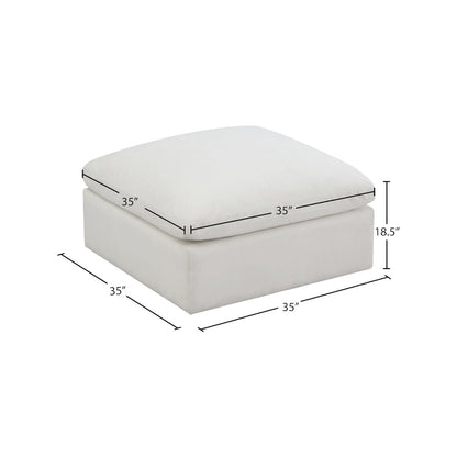 Plush Cream Velvet Standard Comfort Modular Ottoman