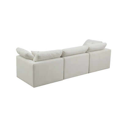 Plush Cream Velvet Standard Comfort Modular Sofa