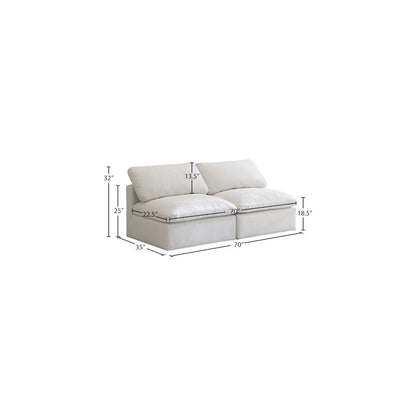 Plush Cream Velvet Standard Comfort Modular Sofa